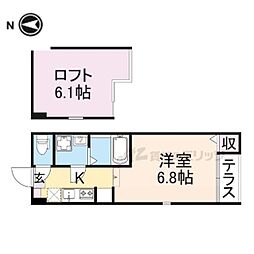 フォワード観月橋 ワンルームの間取図画像