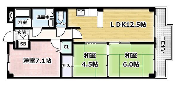 ベルヴィ西浦 407｜京都府宇治市木幡西浦(賃貸マンション3LDK・4階・66.97㎡)の写真 その2