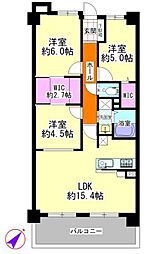 宝マンション新守山イースト 3LDKの間取図画像