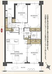 アンビシャス船橋高根台 3LDKの間取図画像
