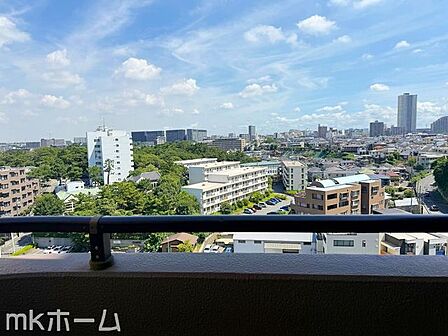 高層階ならではの抜けの良さで、青空の下に広がる街並みを一望できます。