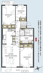 ヴェルドミール江戸川台1号棟 3LDKの間取図画像
