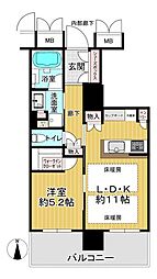 北浜ミッドタワー 1LDKの間取図画像