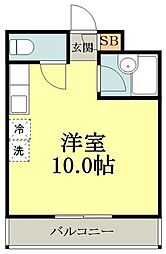 エクセレント小金井 1階ワンルームの間取り