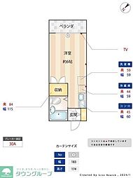 メゾンさくら 1階ワンルームの間取り