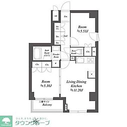 ブランシエスタ荻窪 9階2LDKの間取り