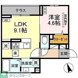 Asset-Court調布ヶ丘 205 2階1LDKの間取り
