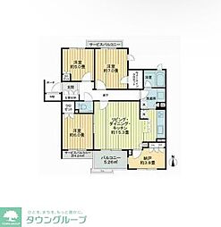 アトラス国領セントラルコート 1F 1階3SLDKの間取り
