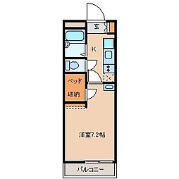 レオパレスＯＶＩＲＡ 4階1Kの間取り