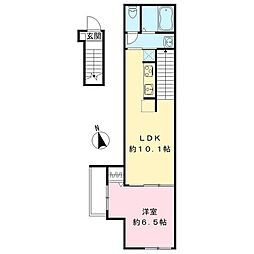 レヴァン・フランセ 2階1LDKの間取り