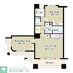石神井公園ピアレスA棟ザ・タワー 2LDKの間取図画像