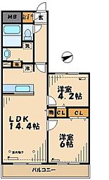 AZALETY上北沢 2LDKの間取図画像