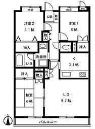 グリーンガーデン石神井 3LDKの間取図画像
