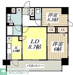 ユニーブル武蔵小金井クインテット 2LDKの間取図画像