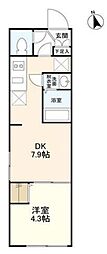 WELLSQUAREISM中野坂上 1DKの間取図画像