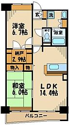 ロンディネ調布 2SLDKの間取図画像