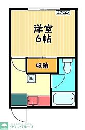 晴美マンション 1Kの間取図画像