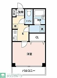 ブロッサムガーデンB 1Kの間取図画像
