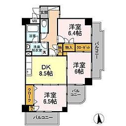 エスポワール小金井 3DKの間取図画像