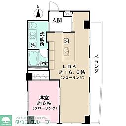キャニオンマンション三鷹 1LDKの間取図画像