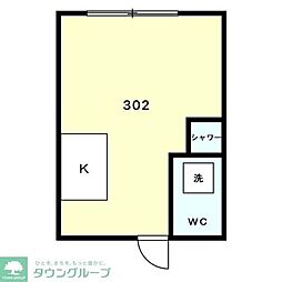 ハイツ境 ワンルームの間取図画像