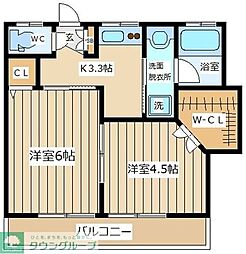 メゾン・ド・フルールA 2Kの間取図画像