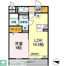 トレビナ保谷 1LDKの間取図画像