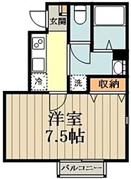 カーサフェリーチェ 1Kの間取図画像
