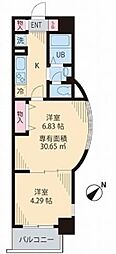 リバーシティ西荻窪 2Kの間取図画像