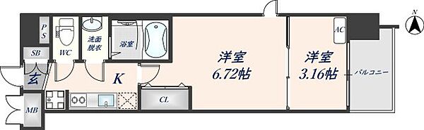 スプランディッド荒本駅前DUE 1201｜大阪府東大阪市横枕西(賃貸マンション2K・12階・27.61㎡)の写真 その2