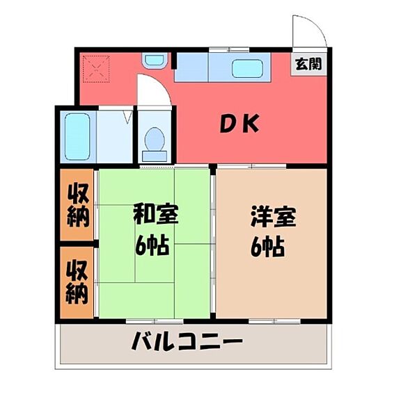 茨城県古河市西町(賃貸アパート2DK・1階・40.48㎡)の写真 その2