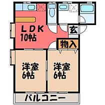 栃木県小山市東間々田2丁目（賃貸アパート2LDK・2階・46.20㎡） その2