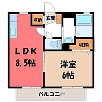 栃木県下野市医大前2丁目（賃貸アパート1LDK・1階・35.91㎡） その2