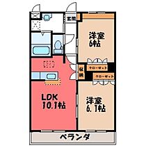 レジアス ガーデン  ｜ 栃木県栃木市片柳町1丁目（賃貸マンション2LDK・2階・51.66㎡） その2