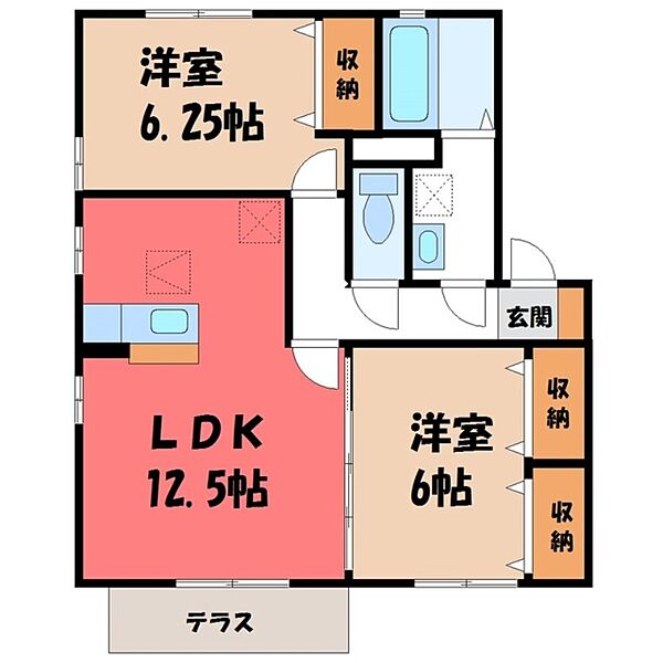 茨城県結城市大字結城(賃貸アパート2LDK・1階・59.20㎡)の写真 その2