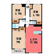 栃木県小山市駅東通り3丁目（賃貸マンション3LDK・3階・72.14㎡） その2