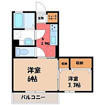 栃木県小山市若木町1丁目（賃貸アパート2K・1階・31.21㎡） その2