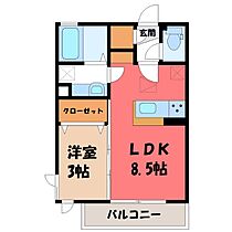 栃木県小山市城山町1丁目（賃貸アパート1LDK・1階・29.44㎡） その2