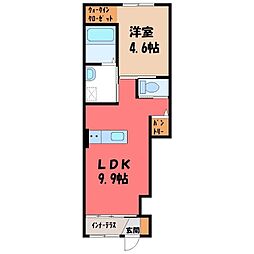 エスポアメゾンM 1階1LDKの間取り