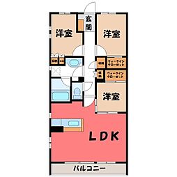 オデスビエント医大前 3階3LDKの間取り