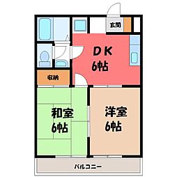 ニューメモハイツ 2DKの間取図画像