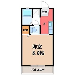 コーポフレンド 2階1Kの間取り