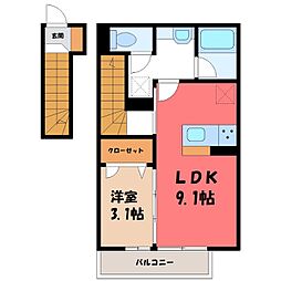 グリーンリーフ 2階1LDKの間取り