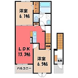 デーア Ｖ 2階2LDKの間取り