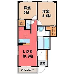 ティール 1階2LDKの間取り