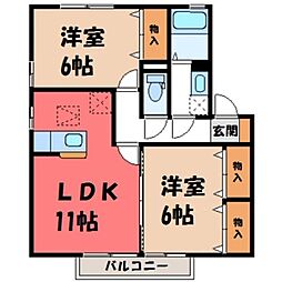 ルミエールヒロB 2LDKの間取図画像