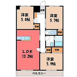 カーサガレリア 3LDKの間取図画像