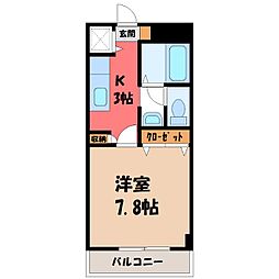 KURADO片柳 1Kの間取図画像