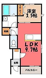アリアコートオヤマ 1LDKの間取図画像