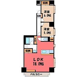 スカイシティー神山 2LDKの間取図画像